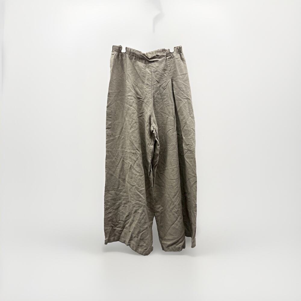 Planet by Lauren G Linen Wide Leg Gaucho Culotte Crop Pants Women Size 1 Beige